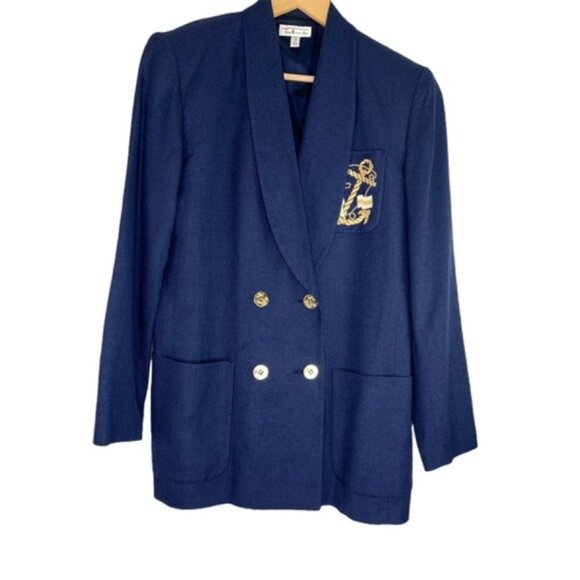 Talbots Nautical Navy Blue Double Breasted Blazer - Picture 1 of 5
